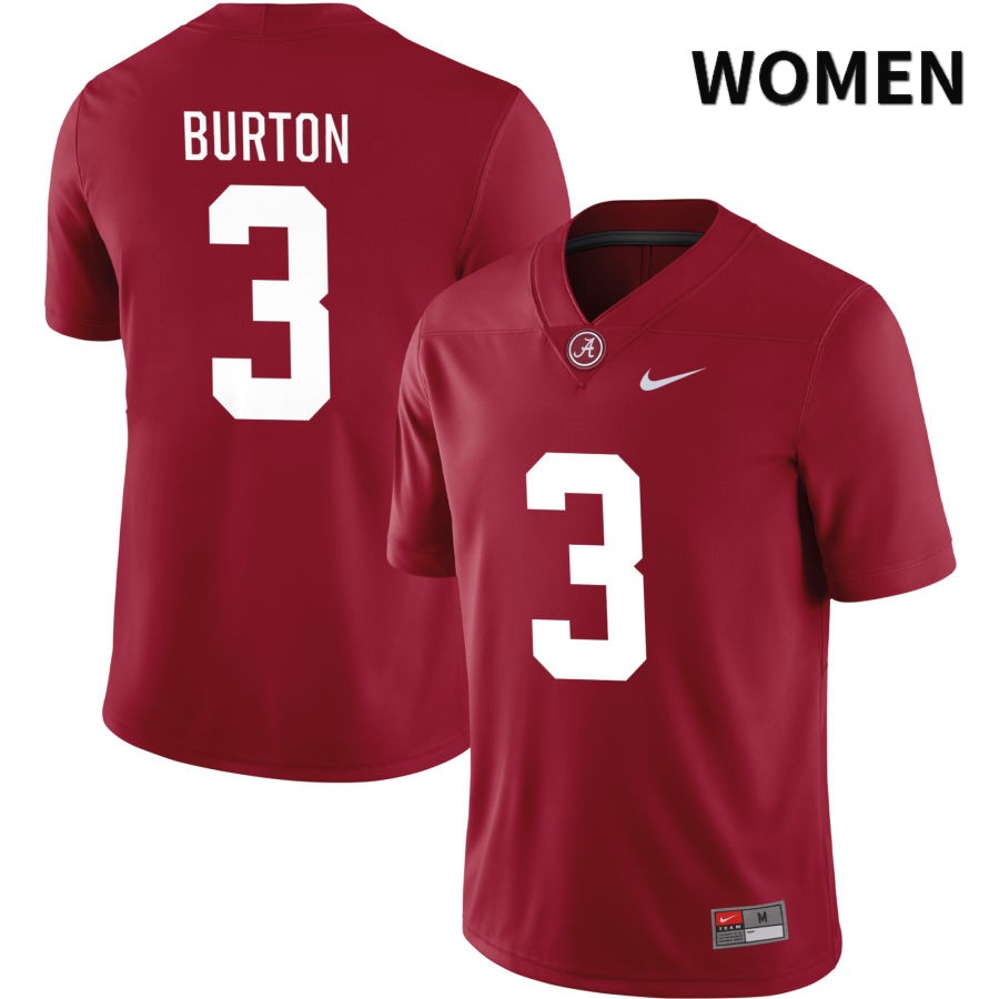 Alabama Crimson Tide Women's Jermaine Burton #3 NIL Crimson 2022 NCAA Authentic Stitched College Football Jersey AJ16Q27KC